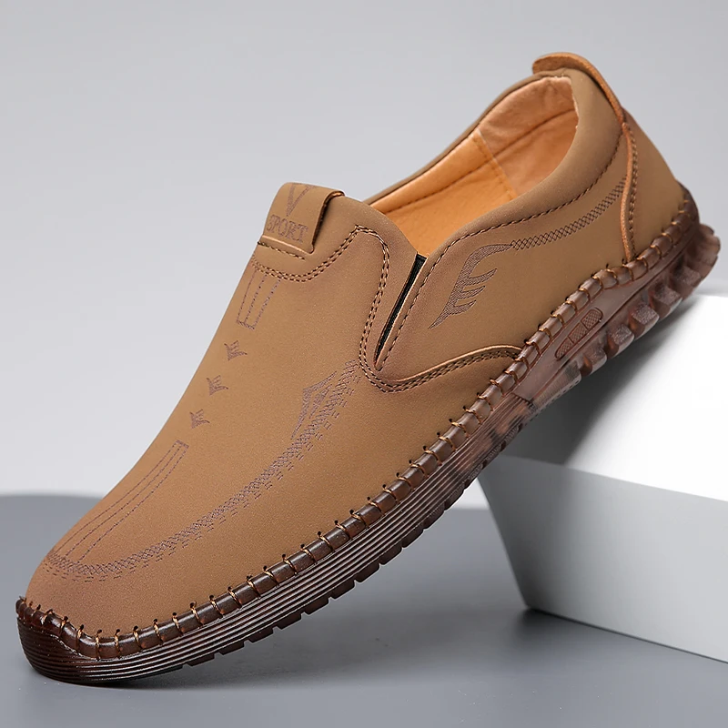 

Genuine Leather Men's Casual Shoes 2023 Mens Loafers Outdoor Breathable Non-slip Rubber Shoes Size 38-44 Male sneakers