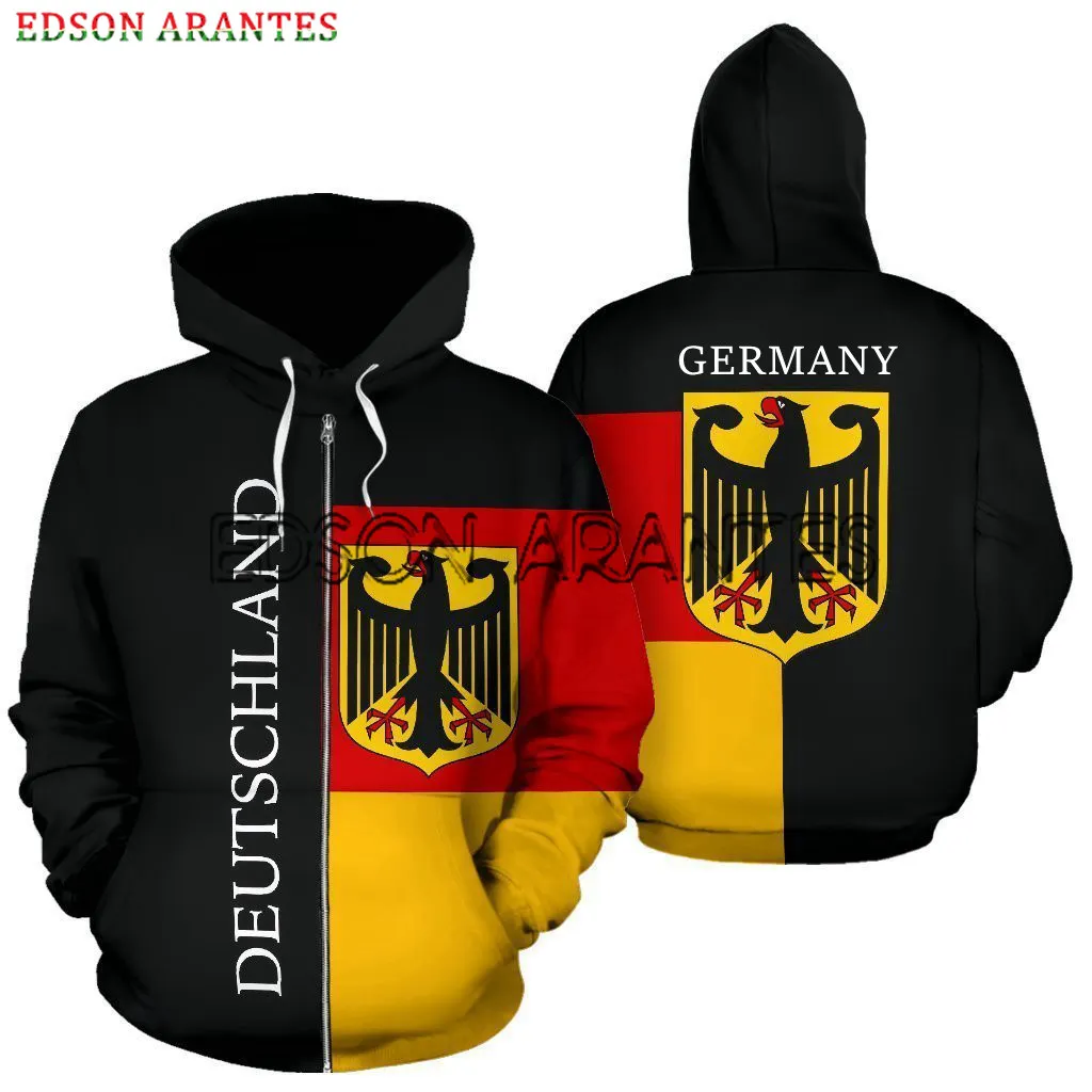 EDSON ARANTES New Germany Hoodies Sweatshirt Men Deutschland Flag Eagle Print Football Jacket Coat Unisex Tracksuit Custom S-7XL