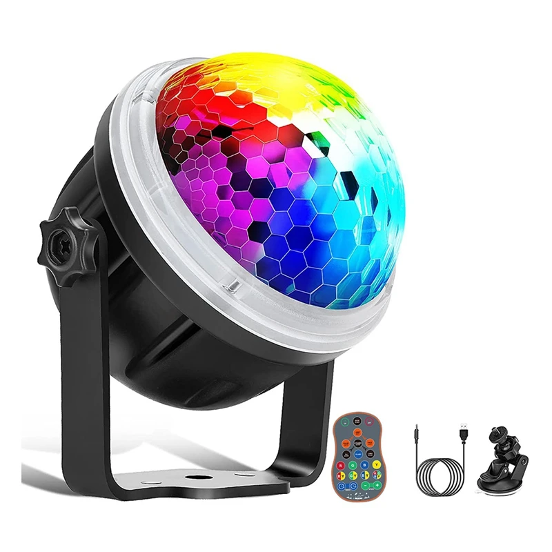 

Promotion! Disco Ball, LED Party Lamp,RGBY Music-Controlled,Rotatable Disco Lamp With Remote Control For Christmas,Party,Childre
