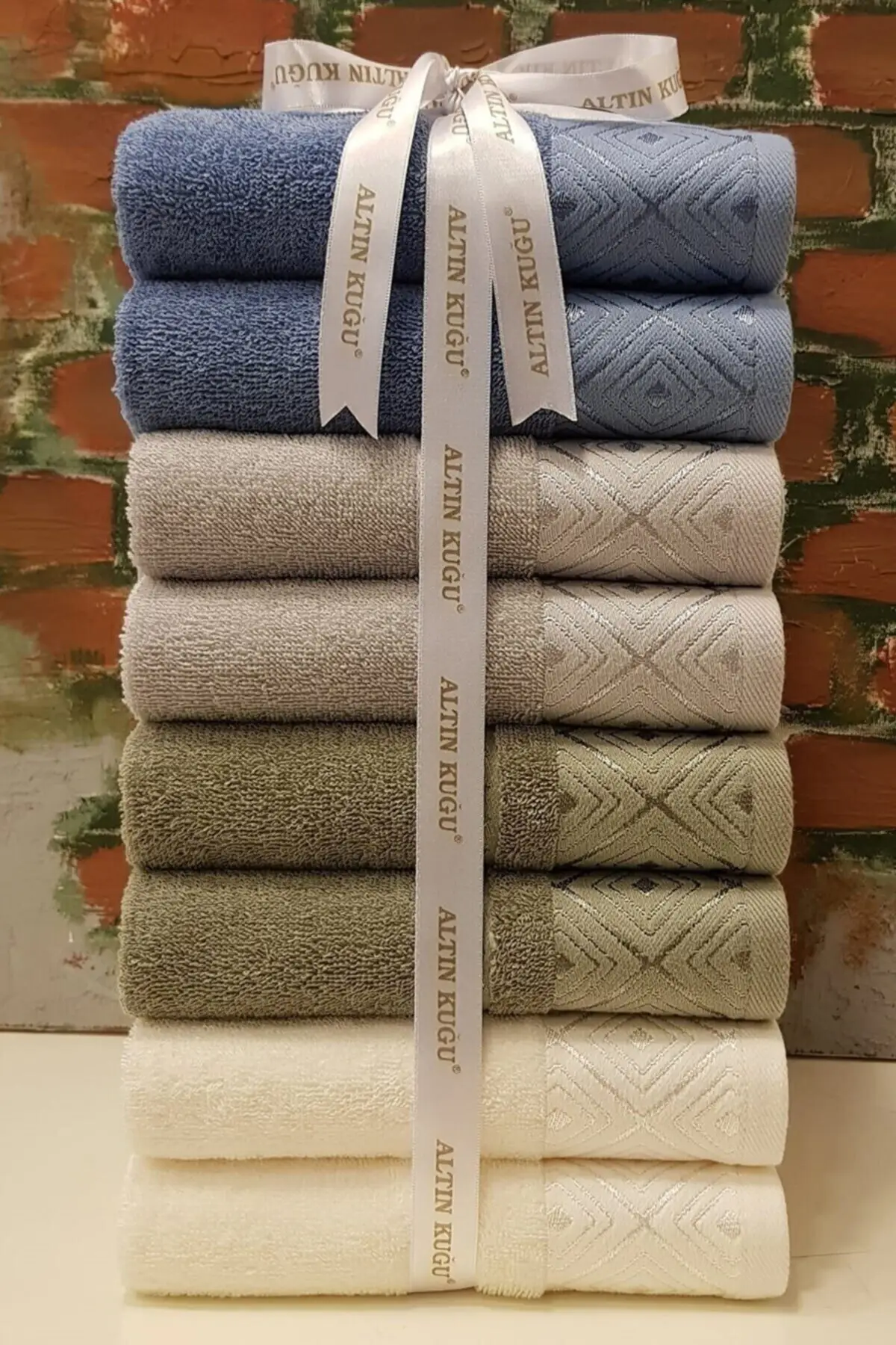 

Serene Towel 8 Pcs-Cream Gray Khaki Blue ultra luxury towel