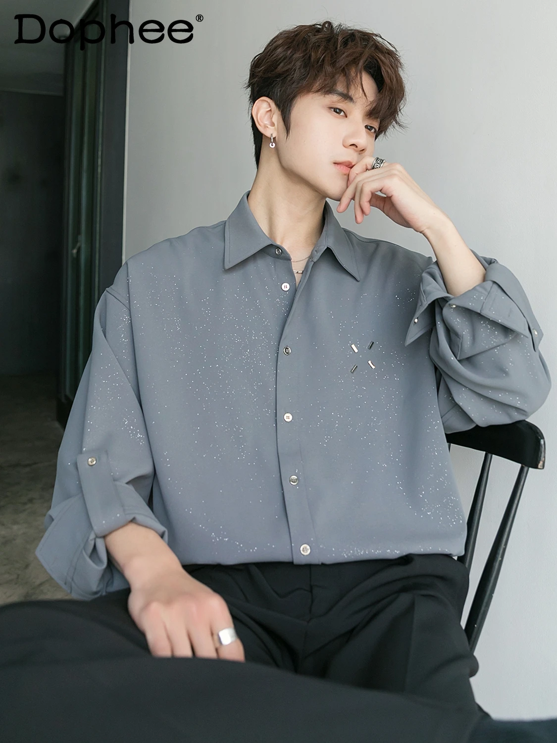 2024 Модные мужские однотонные удобные рубашки высокого качества с длинным