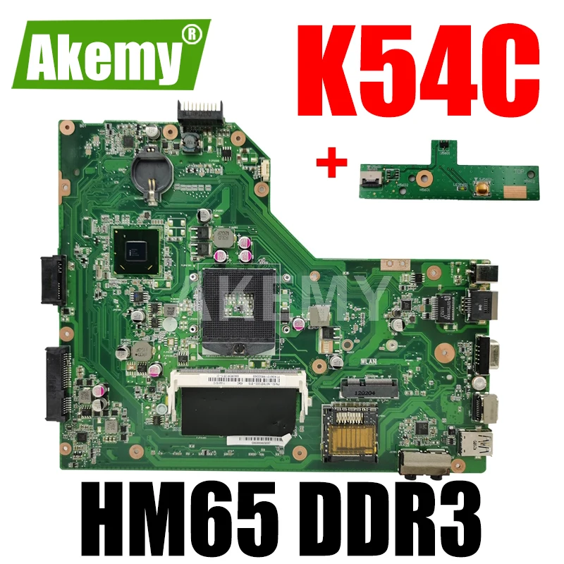 

Akemy K54C REV 2.1 Laptop Motherboard With 2G-RAM for Asus K54C X54C K54L Mainboard PGA989 HM65 DDR3