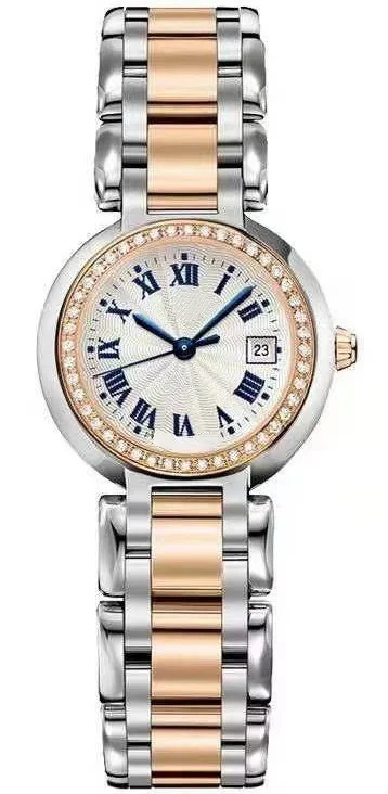 

High-Top Women Rose Gold White Rome Quartz Watch Stainless Steel Sapphire Lady Diamonds Wristwatch