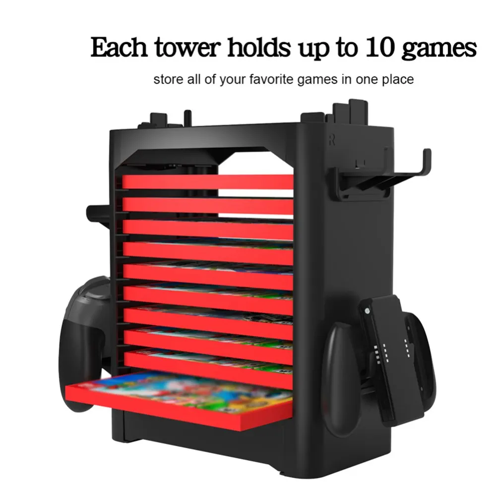 

Game Storage Tower Bracket,10 Game Disc Card Storage Stand,4 Controller Holder Storage Box Console Organizer For Nintendo Switch