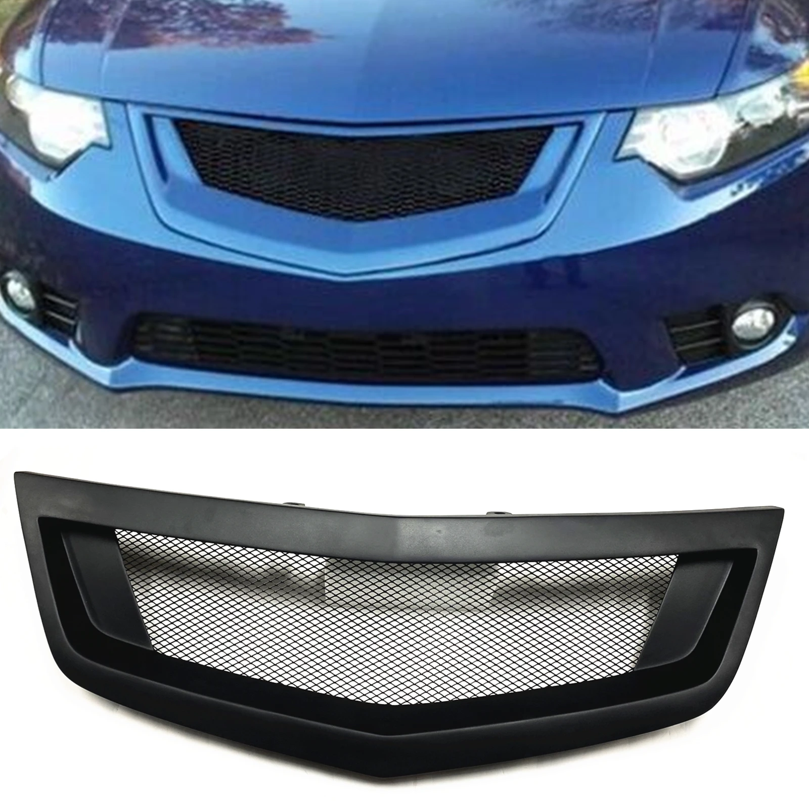 

Front Grille Racing Grills For Acura TSX Honda Accord Euro R 2011-2014 Fiberglass/Carbon Fiber Car Upper Bumper Hood Mesh Grid