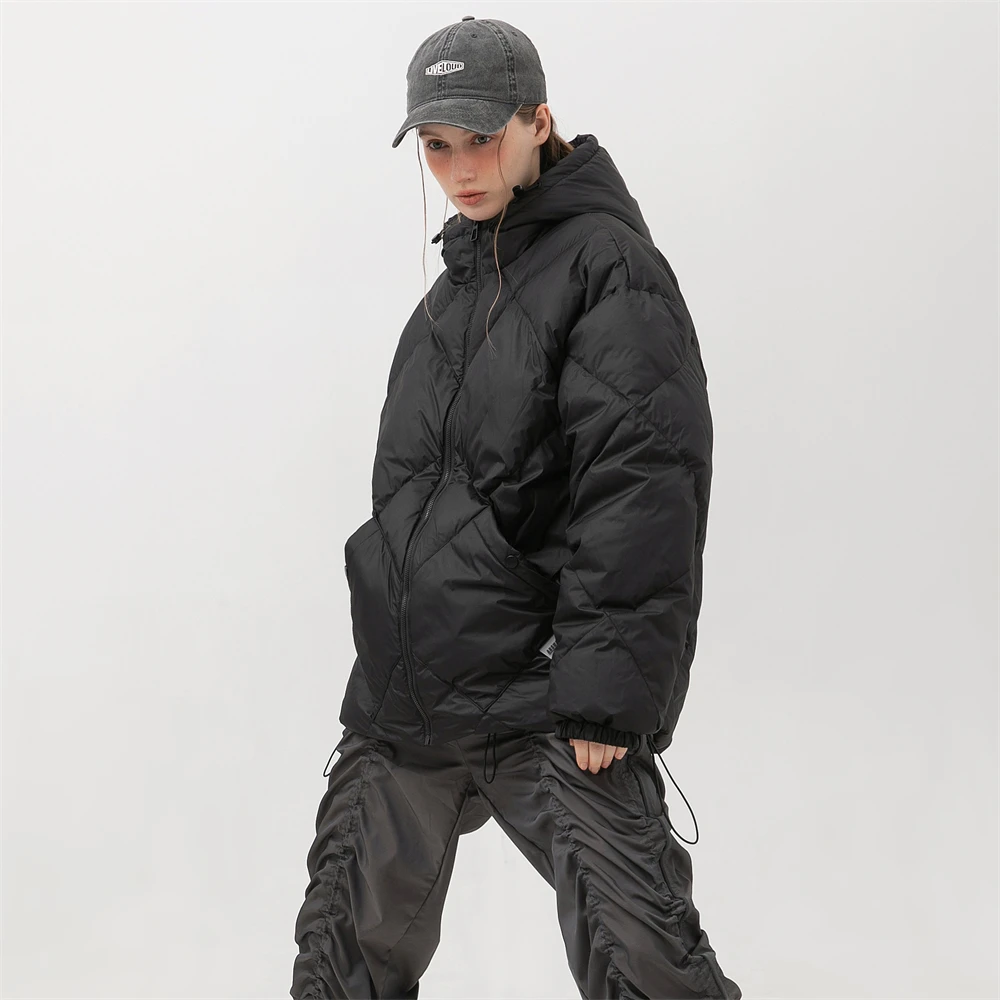 2022 Women Winter Down Jackets Coat Stylish Thick Warm Parka Clothes Fashion Street Trend Outerware Lattice Solid Cotton Jacket