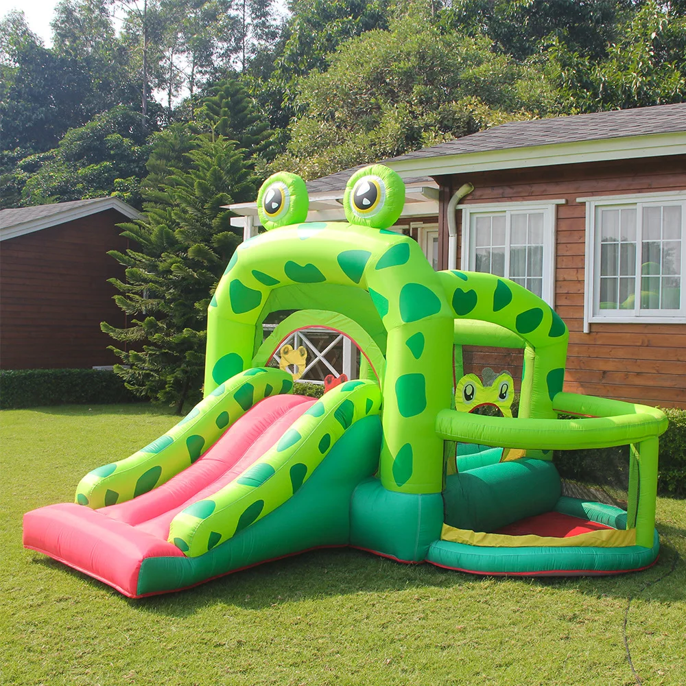 

Children's Play Amusement Park Water Pool Bouncy Castle Cute Funny Frog Bouncer Slide W/Pool PVC Inflatable Slide House with Net