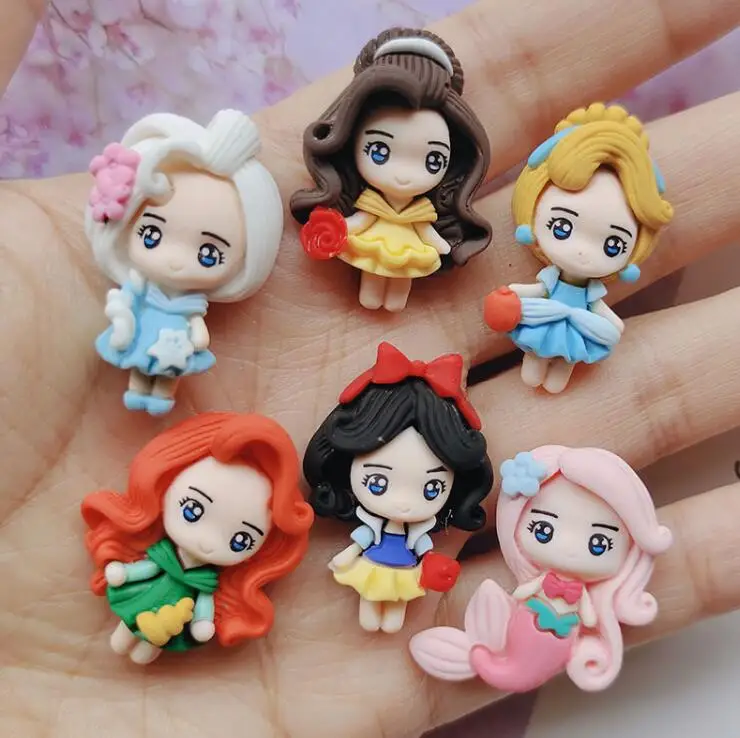 Резиновая мультяшная принцесса плоская спина Кабошон Скрапбукинг Kawaii DIY