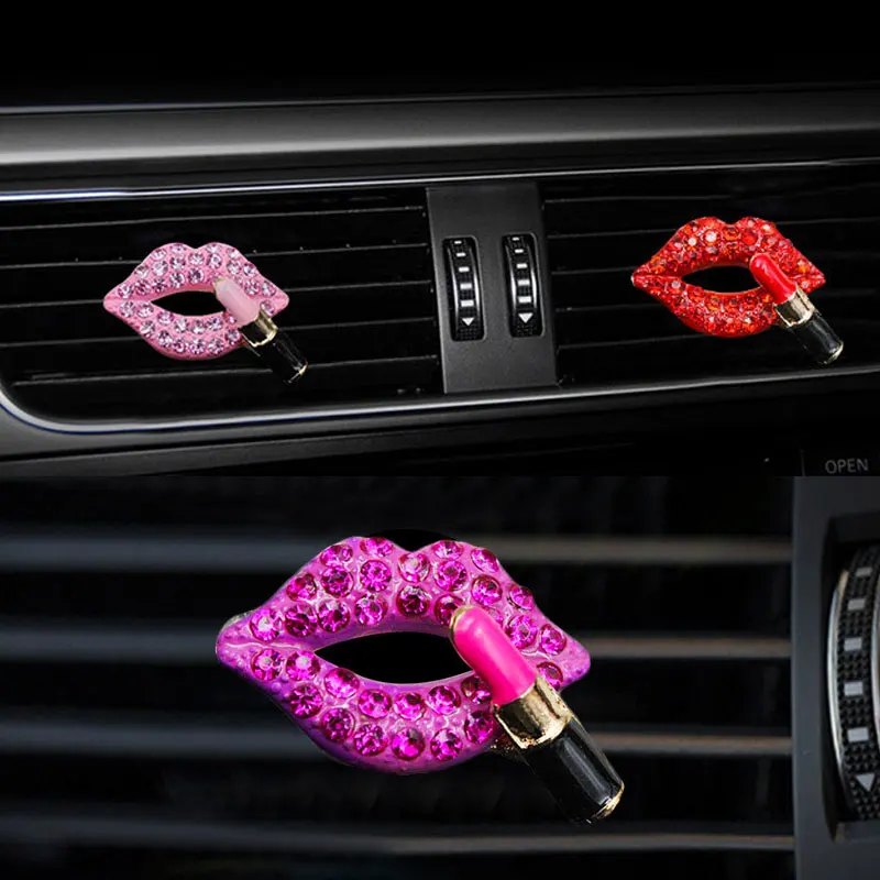 

Diamond Red Lips Clips Aromatherapy Car Air Outlet Decoration Perfume Clip Air Freshener Decor Auto interior accessories
