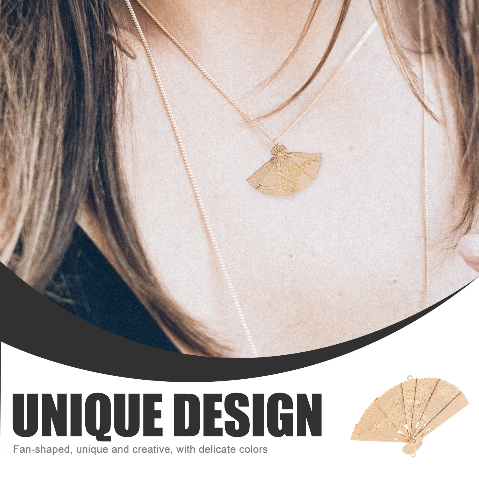 5 Pcs Vintage Accessories Foldable Fan Brass Pendant Charms Jewelry Making Jewelries 5X3.4CM DIY Small Copper Metal