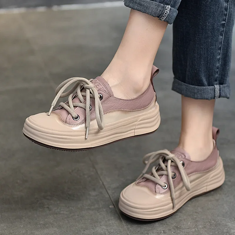 Koznoy теннисные женские 4 см из натуральной коровьей платформы на танкетке удобные