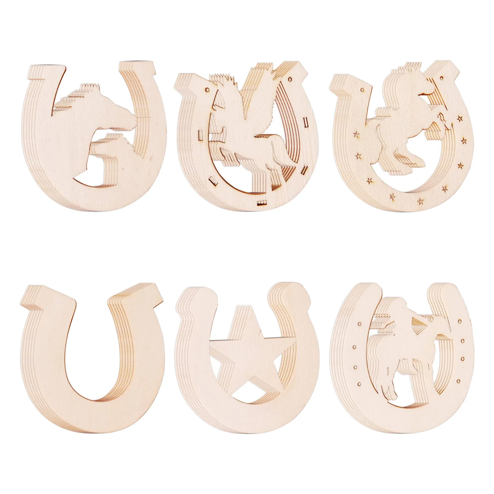 

36 шт. необработанные подковы, деревянные вырезы, подковы в форме животных, деревянные ломтики, необработанные пустые подковы, искусство и ремесло