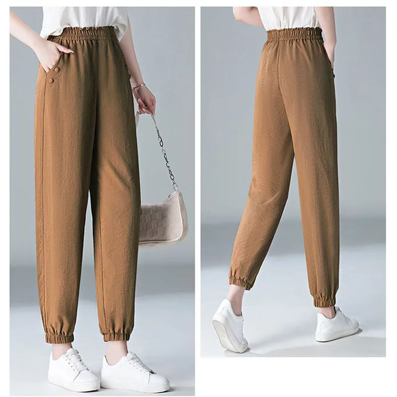 Повседневные женские летние брюки новинка 2024 облегающие брюки-султанки с