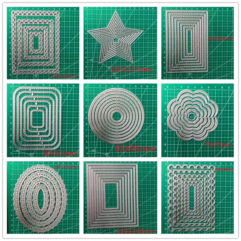 

Geometry Metal Cutting Dies for DIY Scrapbooking Material Photo Album Craft Paper Card Template Handcraft Multi -shape 2022