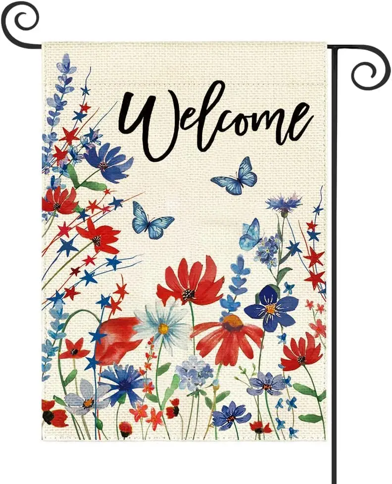 Садовый флаг Baccessor 4 июля 12 5 x 18 дюймов двухсторонний Бог Блейсс Америка цветочный