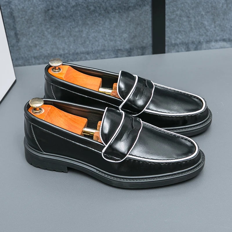 Новые мужские модные лоферы мужская повседневная удобная брендовая кожаная