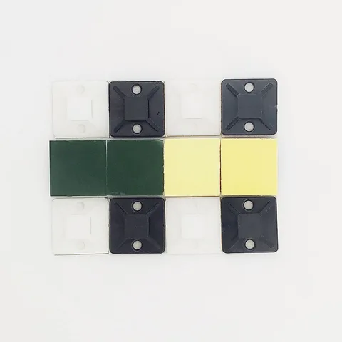 Черная стяжка, пластиковый самоклеящийся держатель для крепления кабеля, белый клей, позиционирование кабеля, фиксированное сиденье 20 мм * 20 мм, 50-100 шт.