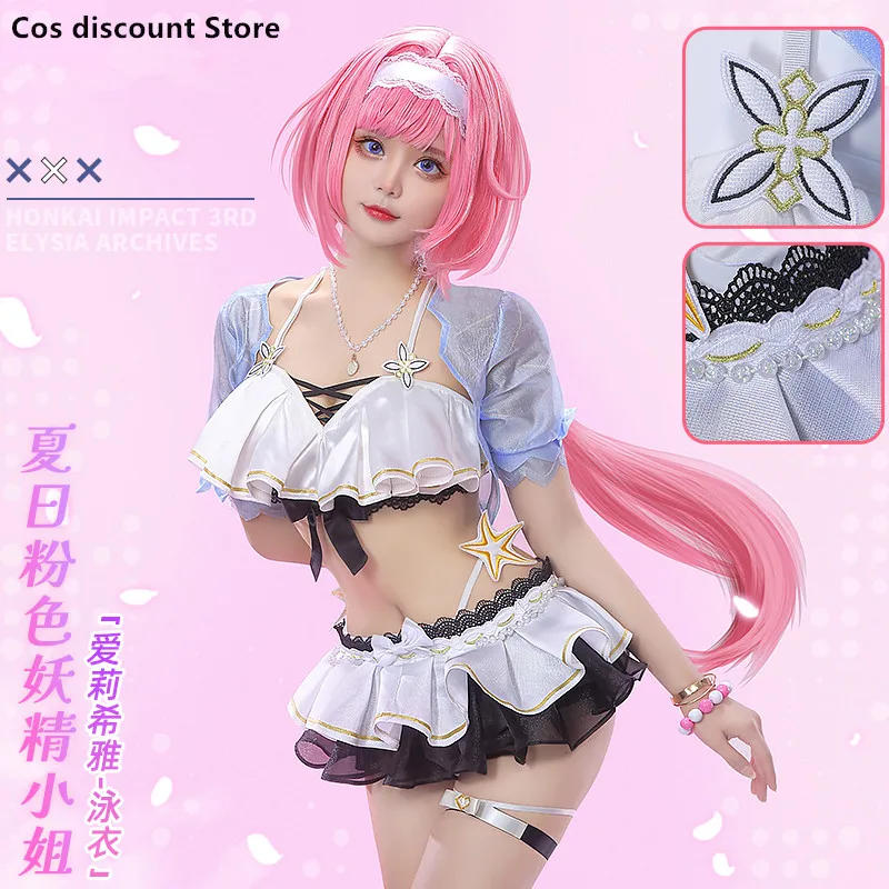 

Game Honkai Impact 3rd Rose Elysia Sexy Swimsuit Cosplay Costume Anime Women Swimwear Role-playing Clothing for 2022 Sizes S-XL