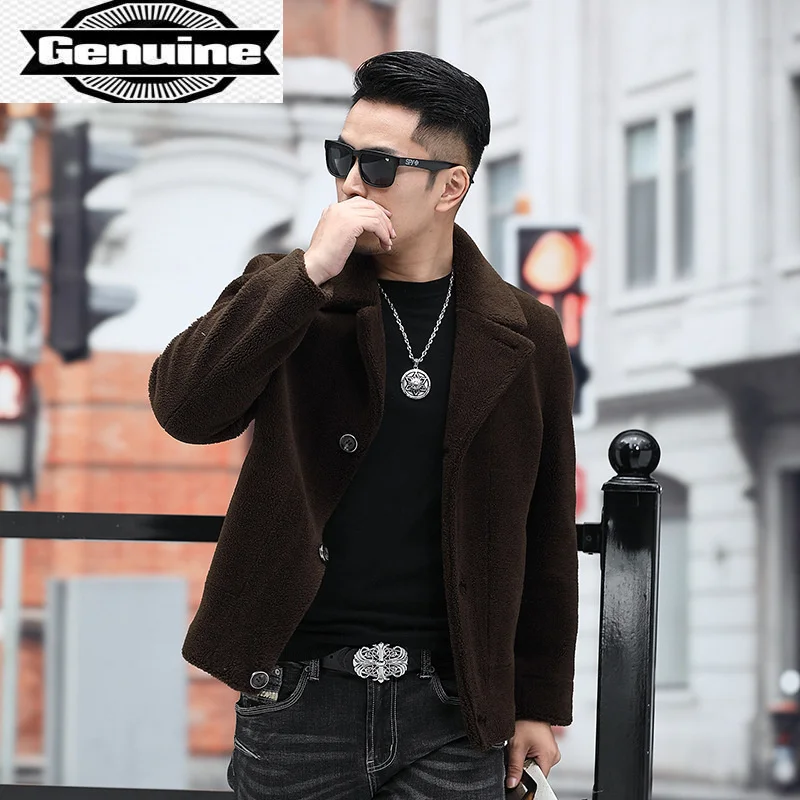 

Jacket Winter Jackets for Man Men Clothing Sheep Shearing Real Wool Fur Coat Casual Clothes Short Parka Veste LXR317