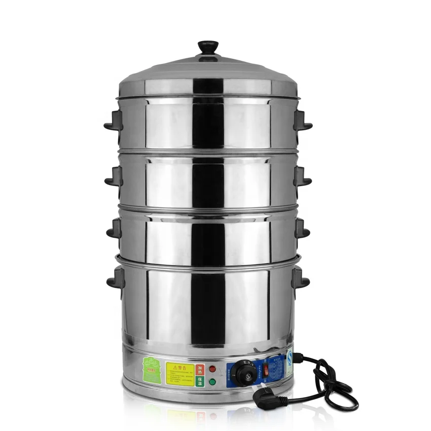 

Restaurant Professional Commercial 4 Tier Industrial Stainless Steel Electric Food Steamer Pot