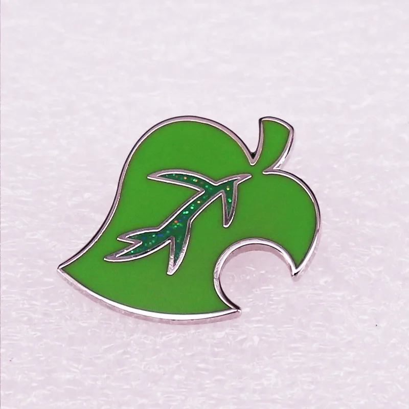 

Green Leaves Glitter Glitter Metal Enamel Lapel Badge Brooch Pin