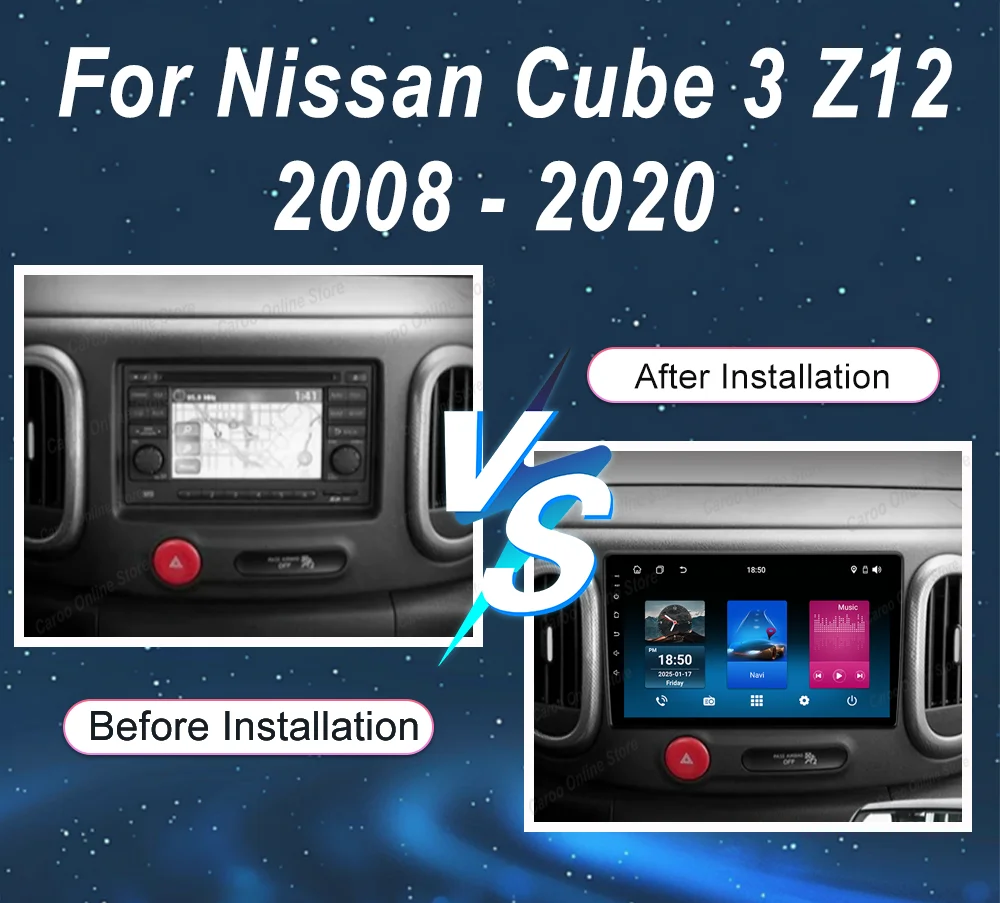 Фото Автомагнитола Android 16 для Nissan Cube 3 Z12 2008-2020 с GPS-навигацией, CarPlay, мультимедиа, видеоплеером, Wi-Fi и 4G №2