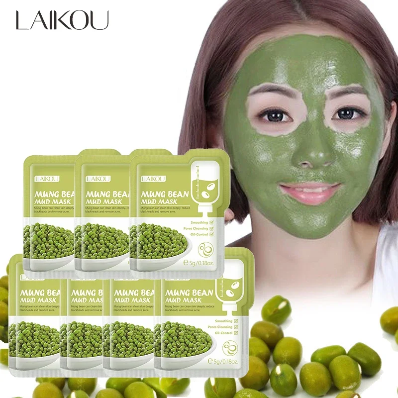 

LAIKOU Face Mud Mask Mung Bean Gently Facial Mask Moisturizing Nourishing Shrink Pores Anti Dry Rough Plant Eeeence Skin Care
