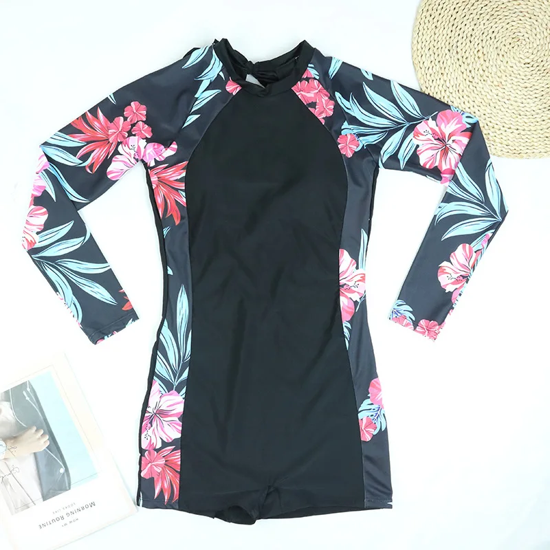 Купальник с длинным рукавом и принтом новинка 2024 женский цельный купальник для