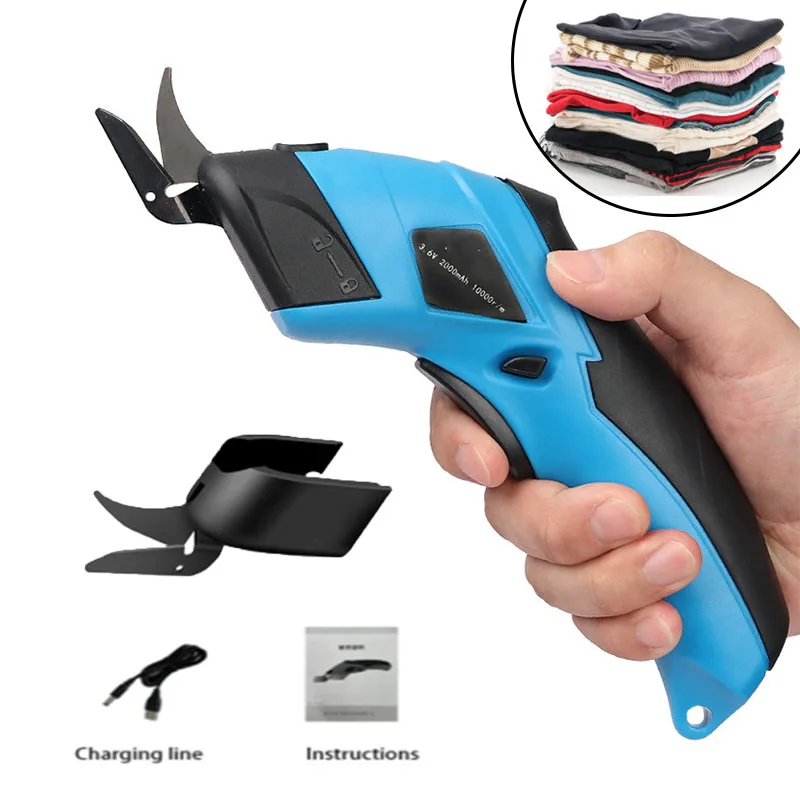 

3.6V Fabric Rechargeable Electric Scissors Wireless Battery Cutter Cloth Carpet PVC Leather Cutting Cordless Sewing Shear