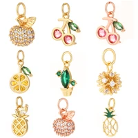 fruits pendant charms for jewelry making bulk cherry apple designer jewelry charms for diy earrings necklace bracelet copper