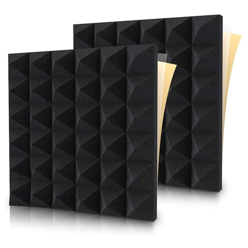 

Акустические панели из пенопласта, самоклеящиеся звукостойкие панели, 24 шт, 2 х12 х12 дюймов, для звукозаписывающей студии, комнаты