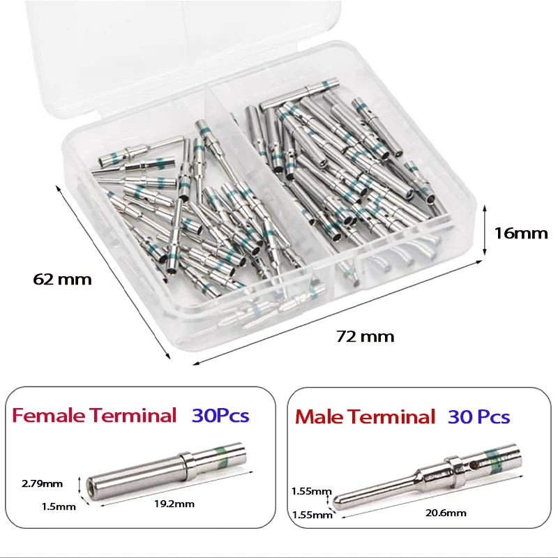 

60Pcs nickel plated copper terminal 0460-215-1631 for DT series aviation plug wiring pin 0462-209-1631 male female suit box