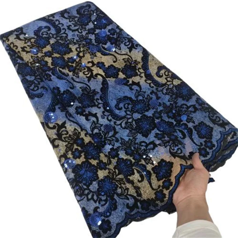 

Новое поступление, африканская кружевная ткань 2022, Высококачественная французская тюль с блестками, сетка с вышивкой, сетчатая кружевная т...