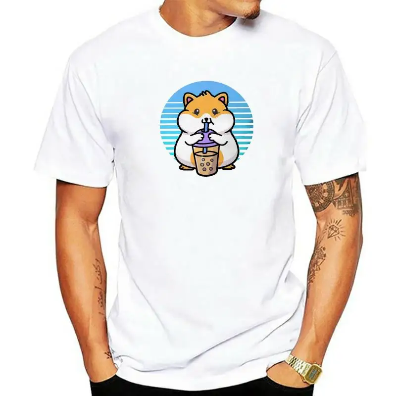 

Kawaii Boba Hamster Unique Bubble Tea Lover T Shirt Classic Grunge Big Size O Neck Tee Shirt Top Sell Harajuku Men's Clothes