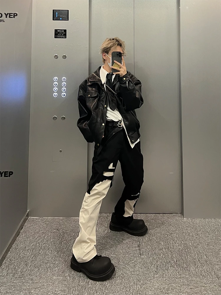 Брюки-карго контрастного цвета Necoyep прямые повседневные брюки свободные