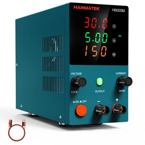 Источник питания постоянного тока HANMATEK, программируемый, 30 В, 5 А, два диапазона, параметры хранения, многофункциональный дисплей, настольный источник питания с кнопкой ВКЛ/ВЫКЛ