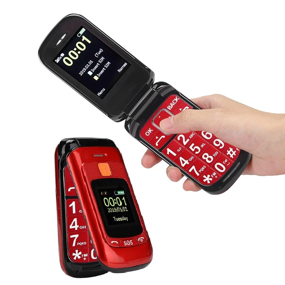 Mafam Clamshell Mobile Phone Easy Work Two Torch Handwriting Dual Display SOS Call Speed Dial Cover Flash Light F899 Large Key