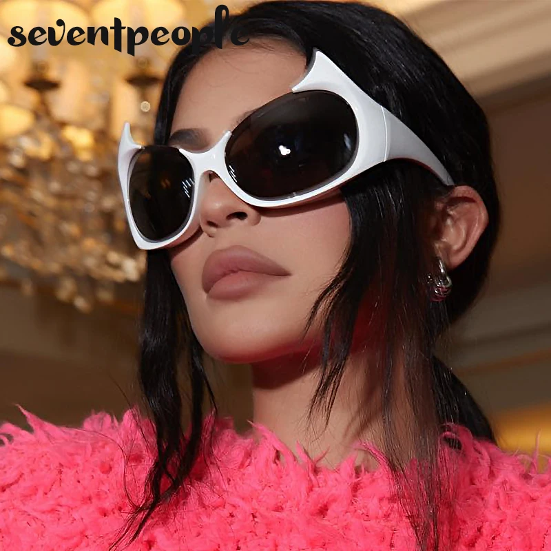Sexy Cat Eye Sunglasses Women 2023 Luxury Brand Designer Fashion Y2K Sun Glasses for Men Oversized Semi Rimless Punk Sunglass