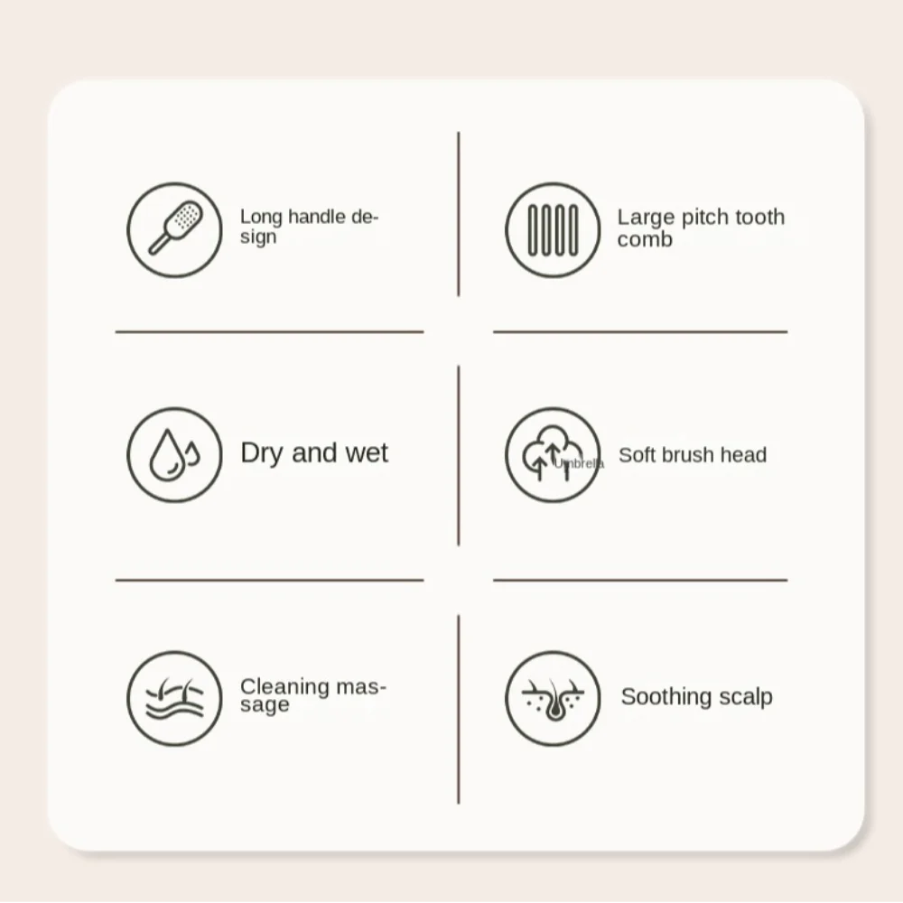 Белая расческа для шампуня с длинной ручкой влажного и сухого использования