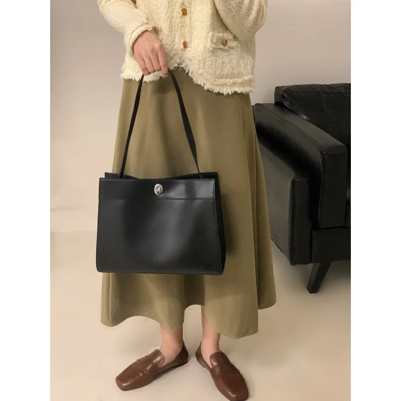 New Arrival Genuine Leather Tote Bags for Women Brands Designer Retro Female Shoulder Bag Simple Crossbody Bags Large Capacity