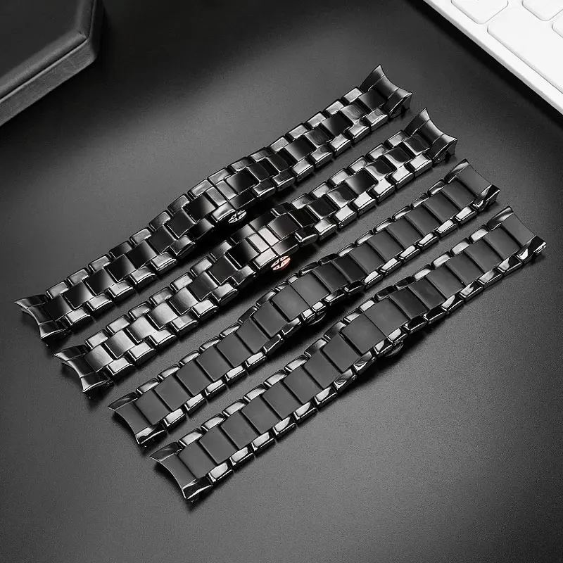 Фото Керамический ремешок 22 мм/24 мм для часов Armani серий AR1452, AR1451, AR1400/1410, черный керамический корпус, ремешок для часов, мужские аксессуары. №4