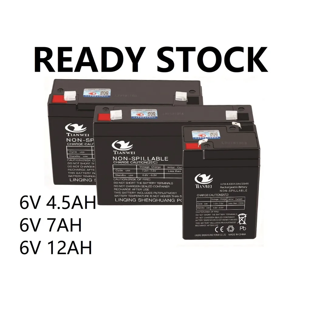 

Rechargeable Battery 6V 4.5AH / 6V 7AH / 6V 12AH / Toy Car Battery