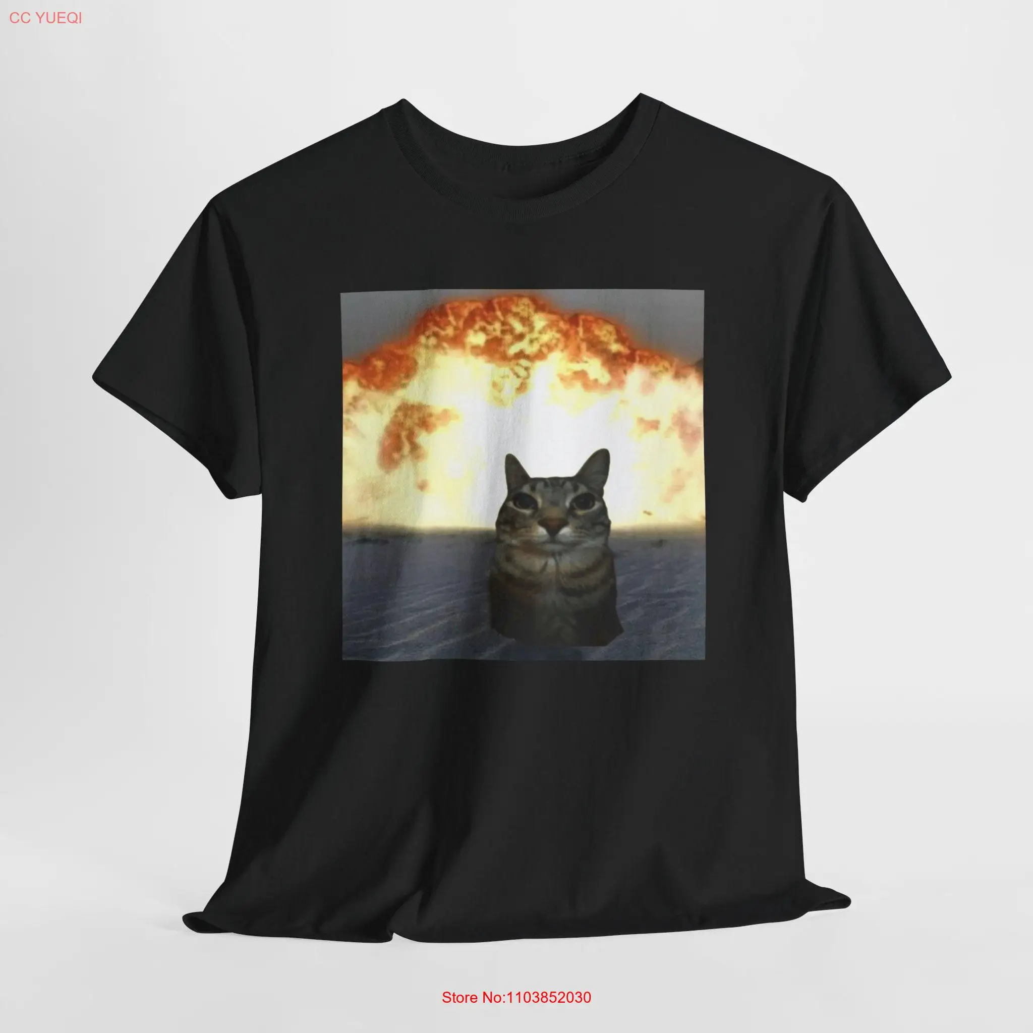 Забавная хлопковая футболка Cat Explosion M или F пародия быстрая доставка длинные