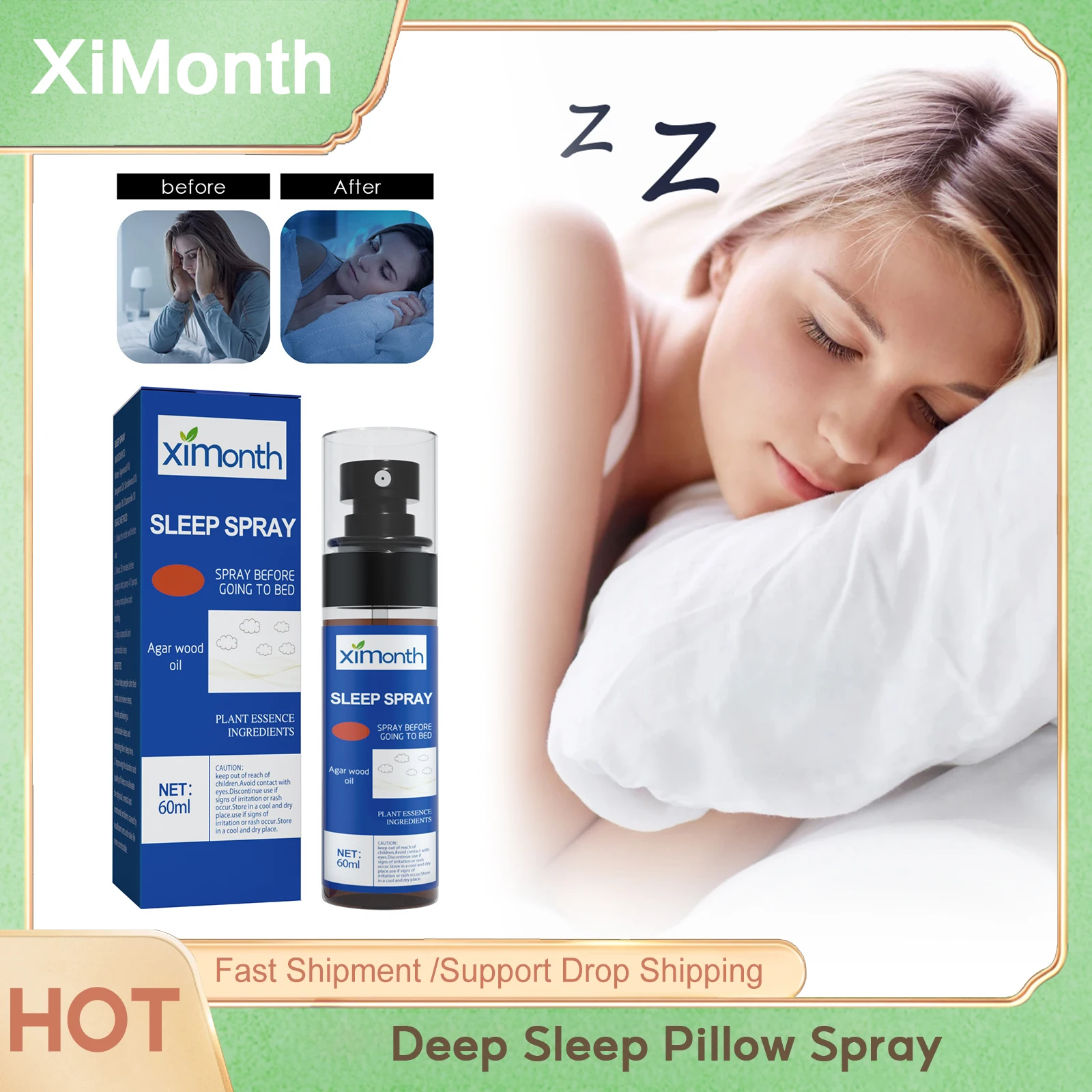 

Deep Sleep Pillow Spray Effective Calm Aromatherapy Lavender Vanilla Pillow Mist Relieve Anxiety Insomnia Therapy Relaxing Spray