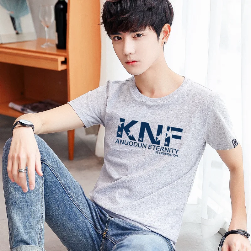 

13117 Men's T-Shirts Summer Short Sleeve t shirt men Simple creative design line cross Print cotton Brand shirts Men Top Tees