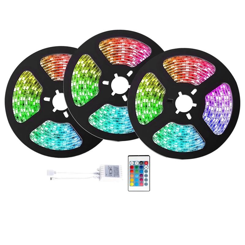 

HOT SALE 15M LED Strip Lights 3528 RGB LED Lights For Bedroom Waterproof With 24 Key Remote LED Light For TV Backlight Bar Party