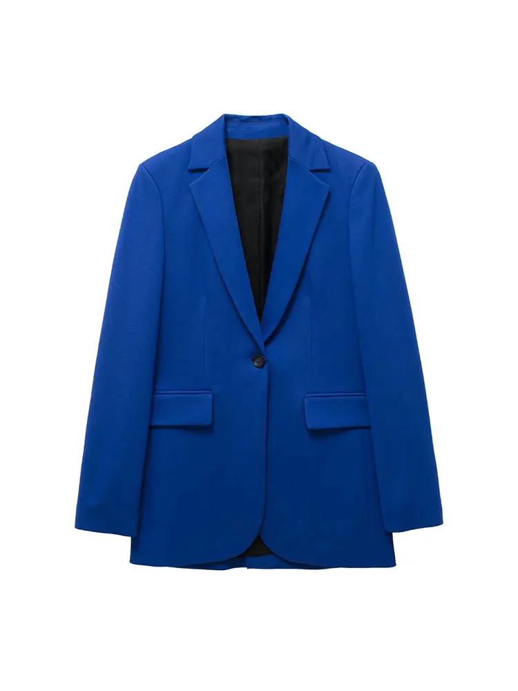 

Nlzgmsj ZBZA 2022 Women Office Wear Single Button Blazers Coat Vintage Long Sleeve Pockets Female Outerwear Chic Tops 202203
