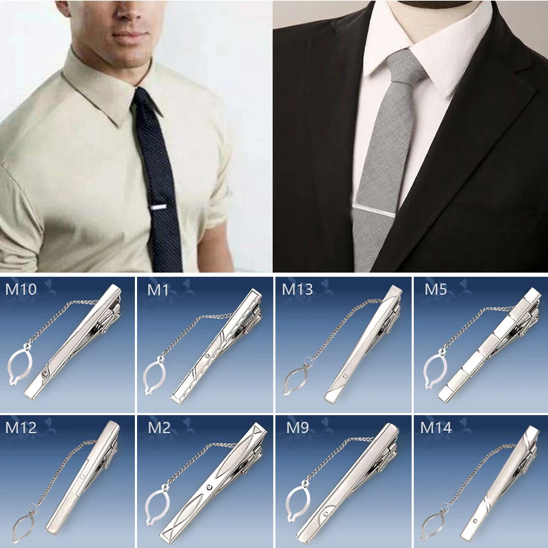 

Men's Metal Tie Clip Bright Chrome Business Stainless Steel Jewelry Necktie Clips Pin Clasp Clamp Wedding Charm Creative Gifts