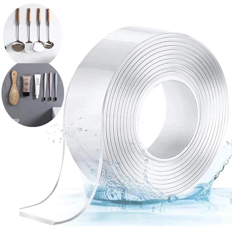 

1-5M Nano Tape Double Sided Tape Transparent Adhesive Strong Reusable Waterproof Adhesive Tapes Kitchen Bathroom Supplies Tapes