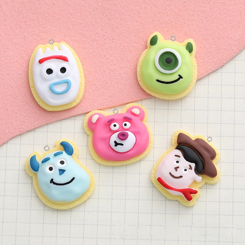 

100pcs Resin Kawaii Cute Charms Cartoon Cookies for Jewelry Making Bracelets Necklace Earring Keychain Pendant Accessories
